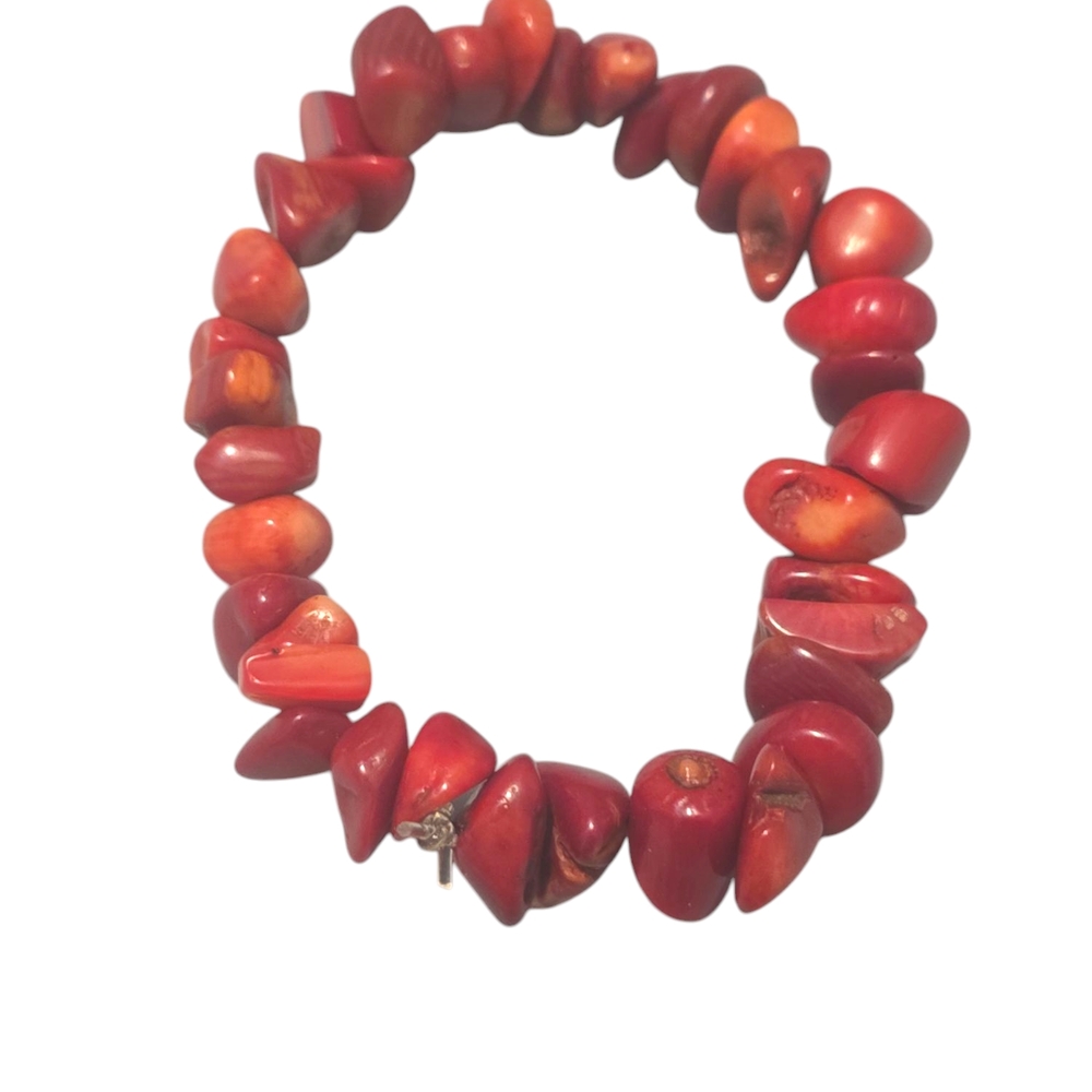 Red Coral Stretchy Bracelet, Authentic